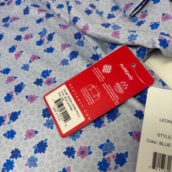 Redvanly Mens 2XL Blue Lavender Floral Short Sleeve Golf Leone Polo Shirt - Picture 4 of 7